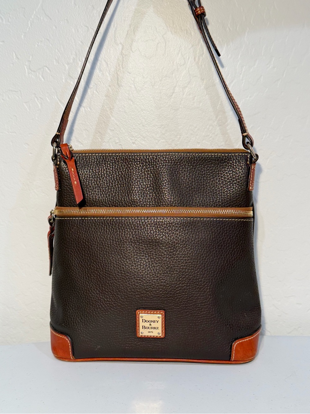 Dooney & Bourke Brown Pebble Leather Shoulder Bag